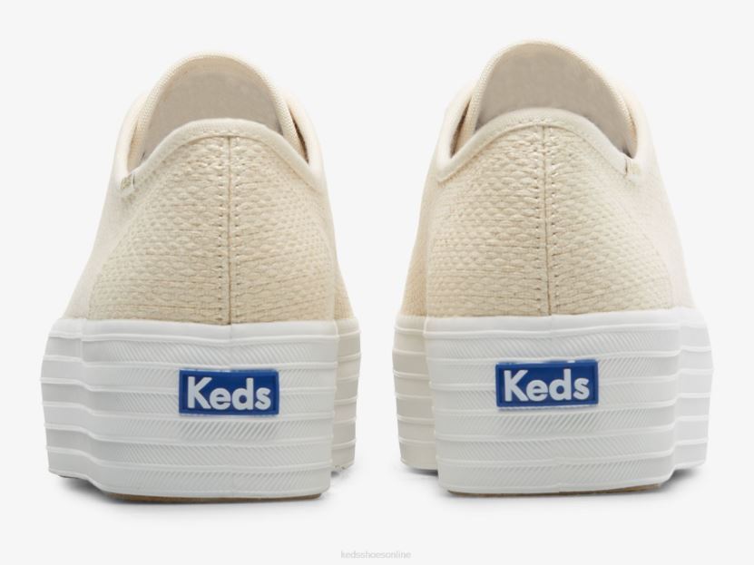 Women Keds Triple Up Metallic Woven Sneaker Natural Gold RXFBP4189