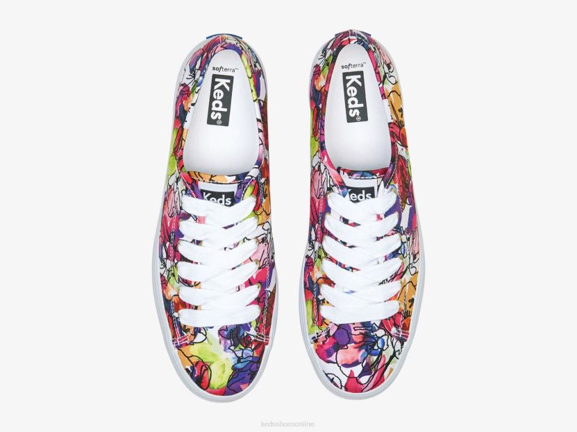 Women Keds Triple Up Watercolor Floral Sneaker White Purple RXFBP4162