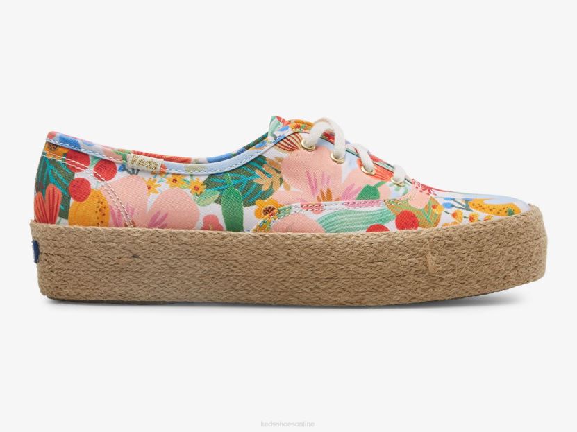 Women Keds x Rifle Paper Co. The Platform Jute Sicily White Multi RXFBP4182