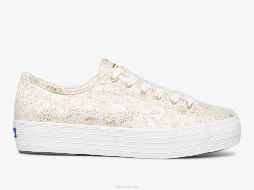 Women Keds x Rifle Paper Co. Triple Kick Colette Jacquard Sneaker Ivory RXFBP4130