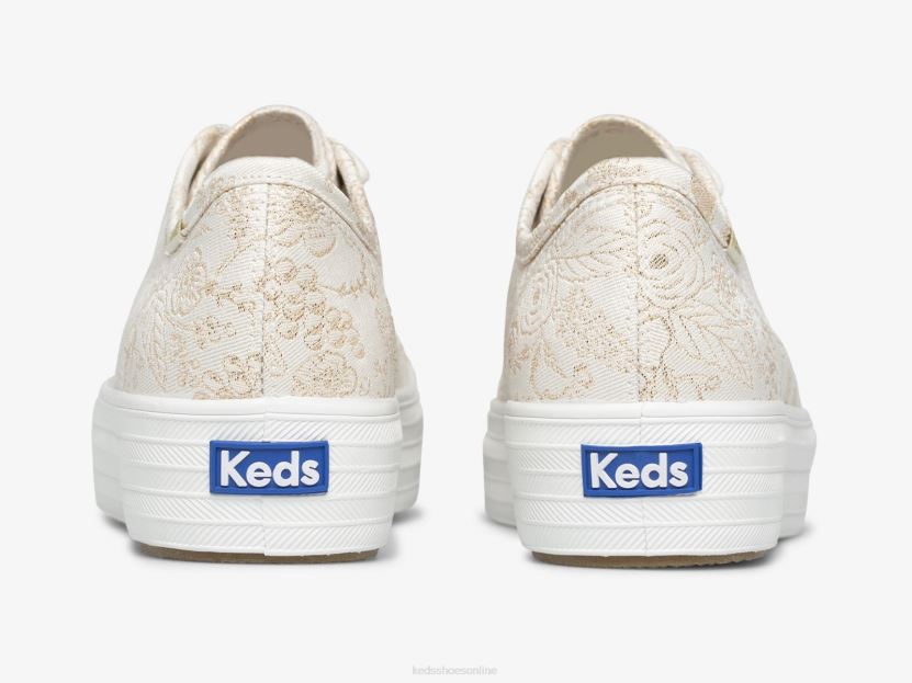 Women Keds x Rifle Paper Co. Triple Kick Colette Jacquard Sneaker Ivory RXFBP4130