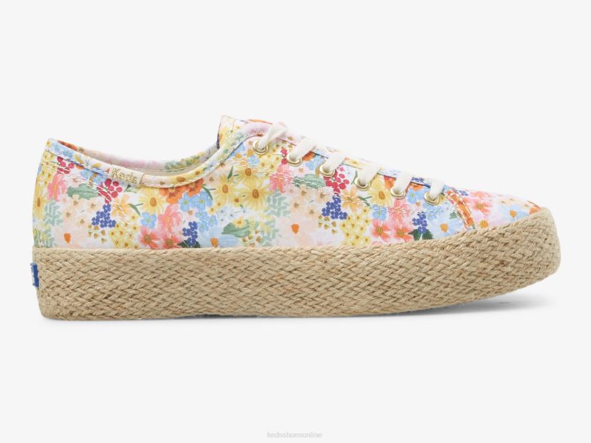 Women Keds x Rifle Paper Co. Triple Kick Jute Margaux White Multi RXFBP4177