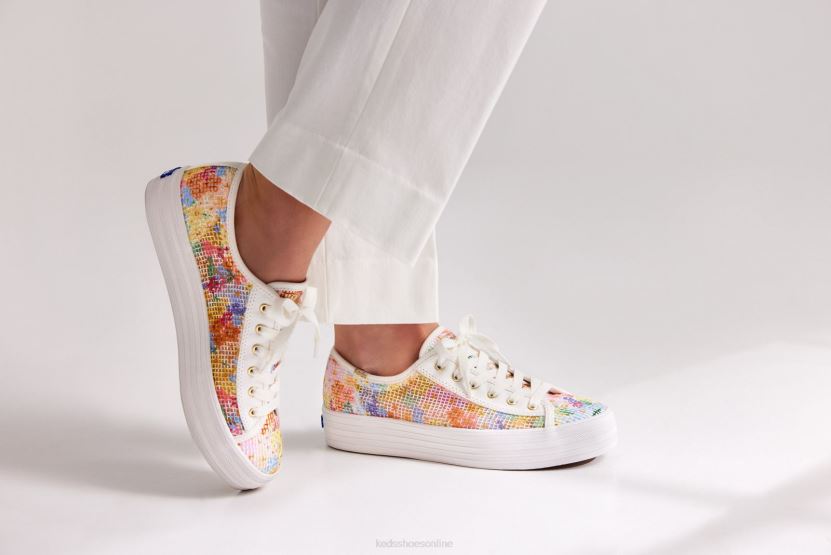 Women Keds x Rifle Paper Co. Triple Kick Mesh Margaux White Multi RXFBP4181