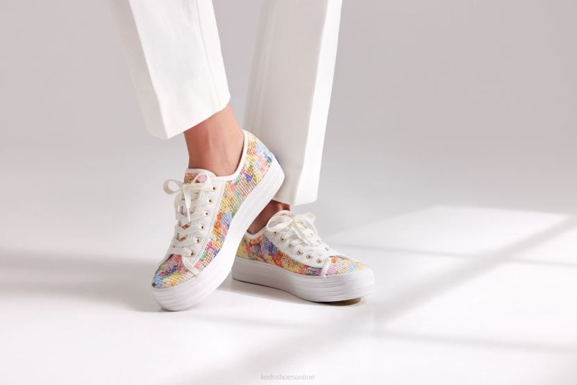 Women Keds x Rifle Paper Co. Triple Kick Mesh Margaux White Multi RXFBP4181