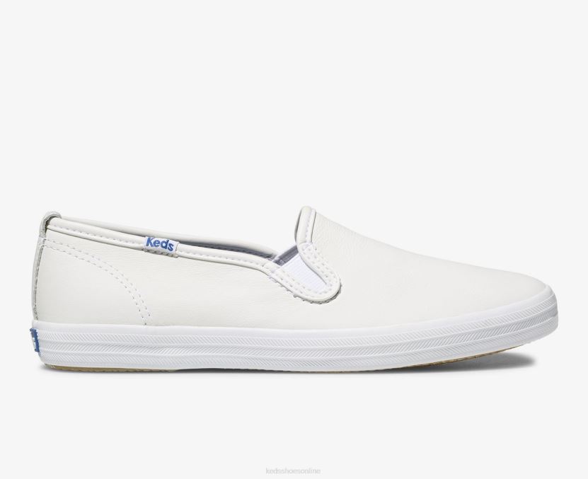 Women Keds Champion Leather Slip On Sneaker White RXFBP425