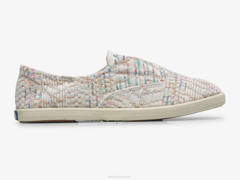 Women Keds Chillax Textile Natural Weave Slip On Sneaker White Multi RXFBP463