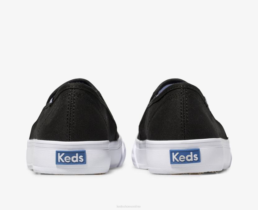 Women Keds Double Decker Canvas Slip On Sneaker Black RXFBP41