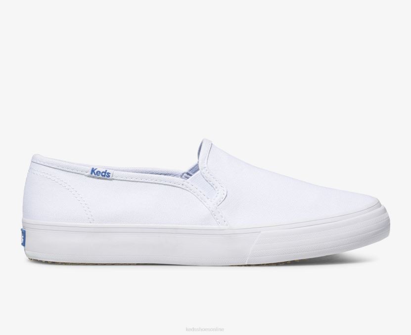 Women Keds Double Decker Canvas Slip On Sneaker White RXFBP42
