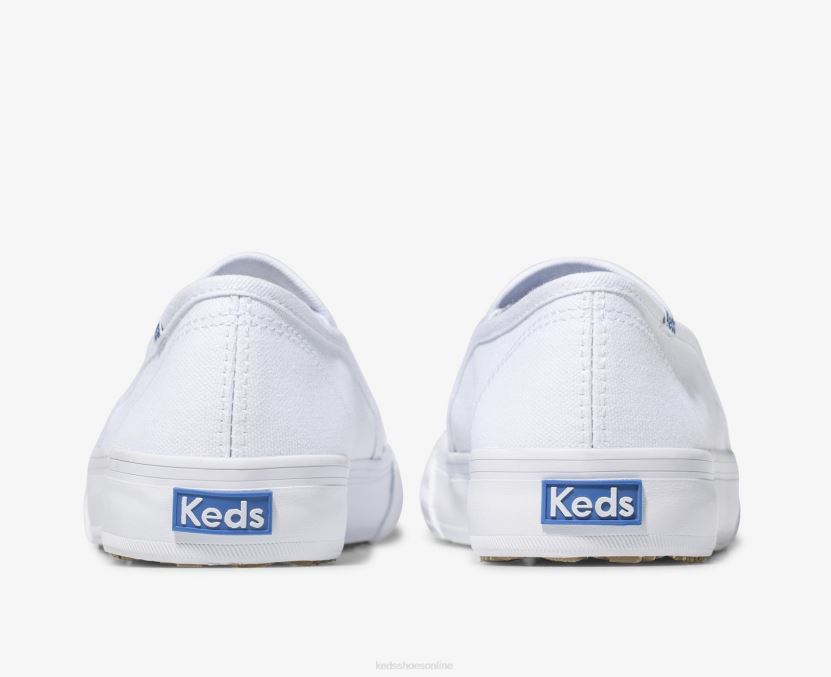 Women Keds Double Decker Canvas Slip On Sneaker White RXFBP42