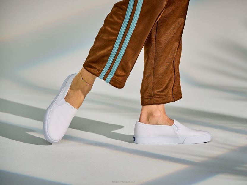 Women Keds Double Decker Canvas Slip On Sneaker White RXFBP42