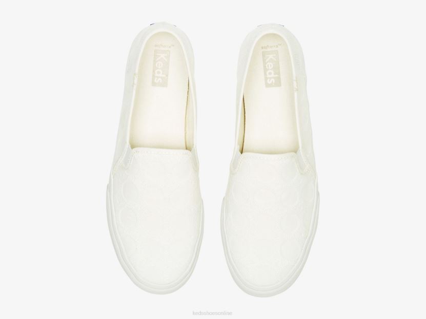 Women Keds Double Decker Circle Crochet Slip On Sneaker White RXFBP439