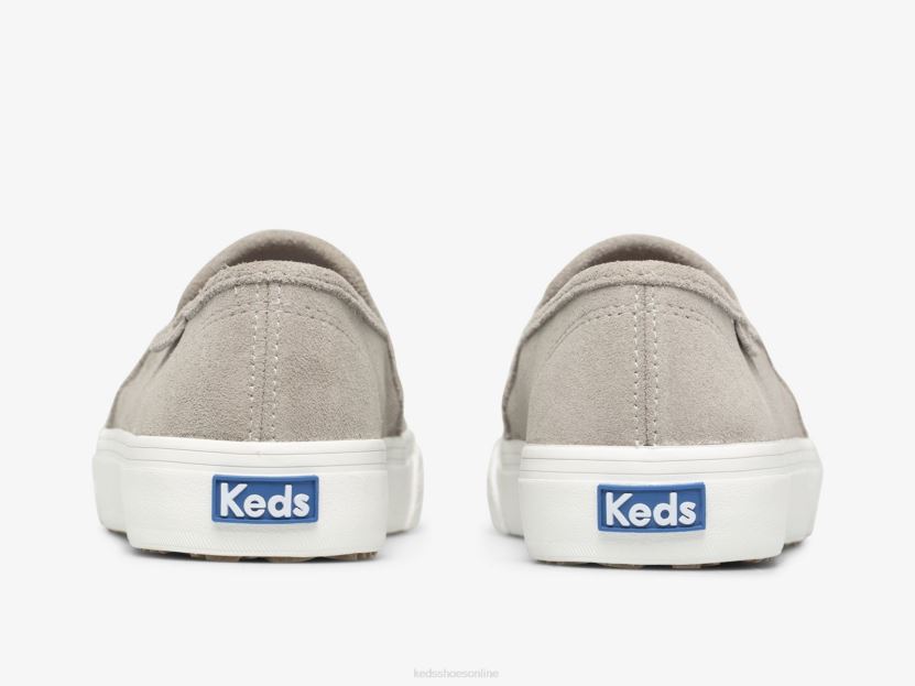 Women Keds Double Decker Perf Suede Slip On Sneaker Grey RXFBP444