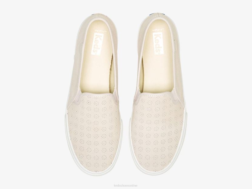 Women Keds Double Decker Perf Suede Slip On Sneaker Light Pink RXFBP469