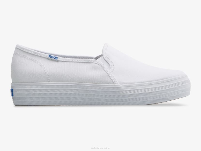 Women Keds Triple Decker Canvas Slip On Sneaker White RXFBP440