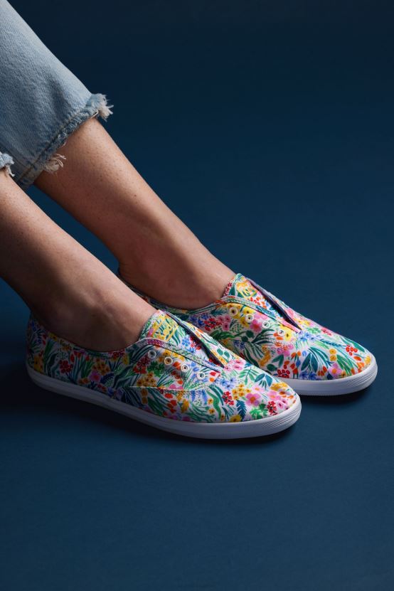 Women Keds x Rifle Paper Co. Chillax Lea Slip On Sneaker White Multi RXFBP420