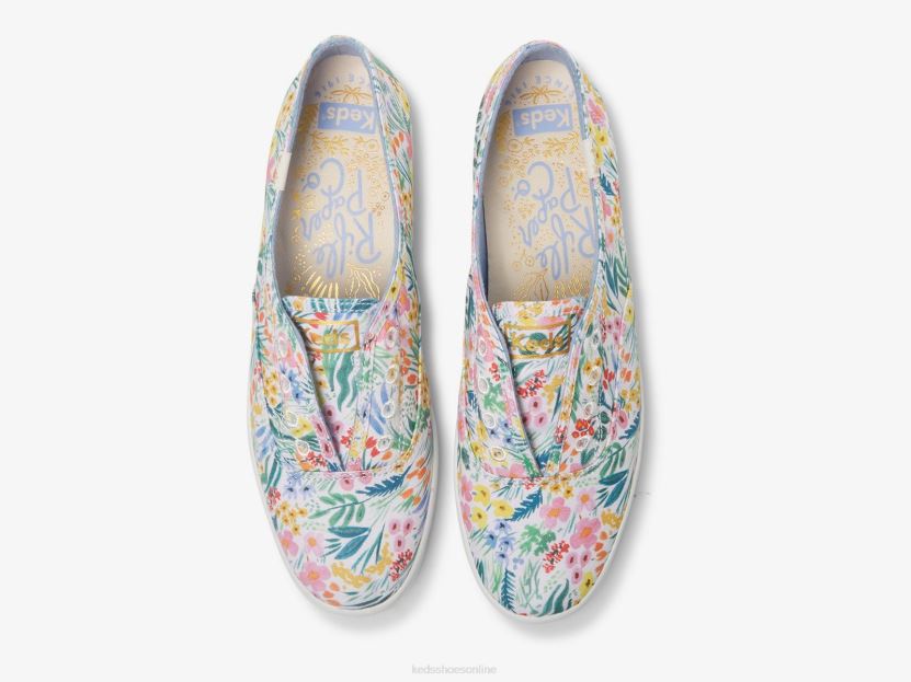 Women Keds x Rifle Paper Co. Chillax Lea Slip On Sneaker White Multi RXFBP420