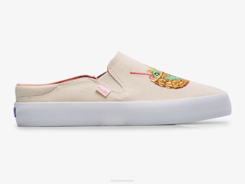 Women Keds Kickback Mule Cocktails Slip On Sneaker Natural RXFBP415