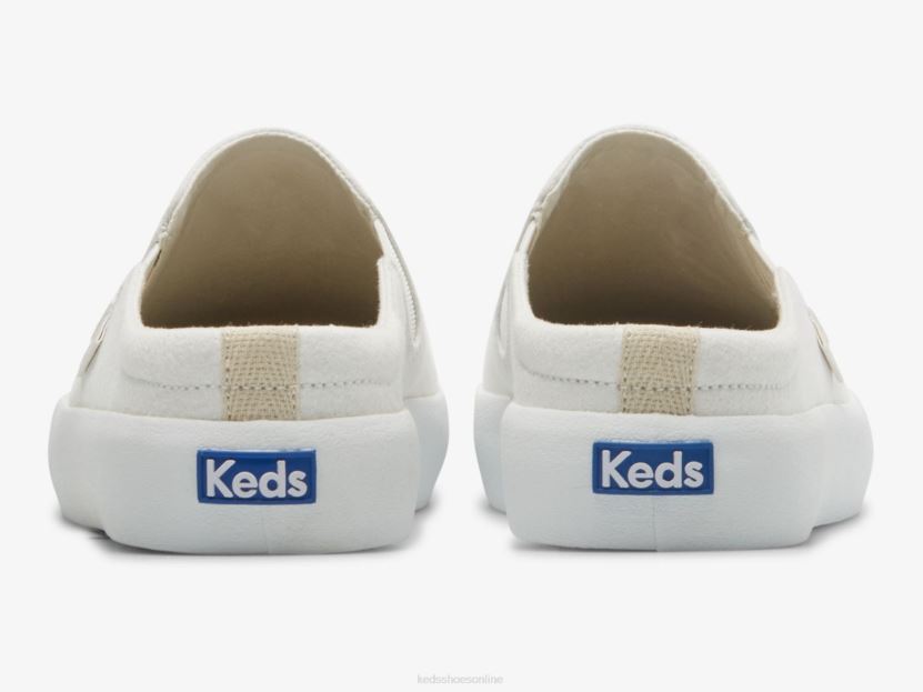 Women Keds Kickback Mule Crepe Slip On Sneaker Snow White RXFBP451