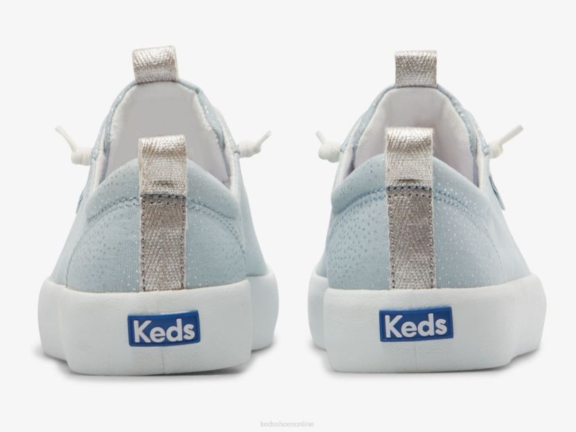 Women Keds Kickback Canvas Dots Print Sneaker Light Blue Silver RXFBP462
