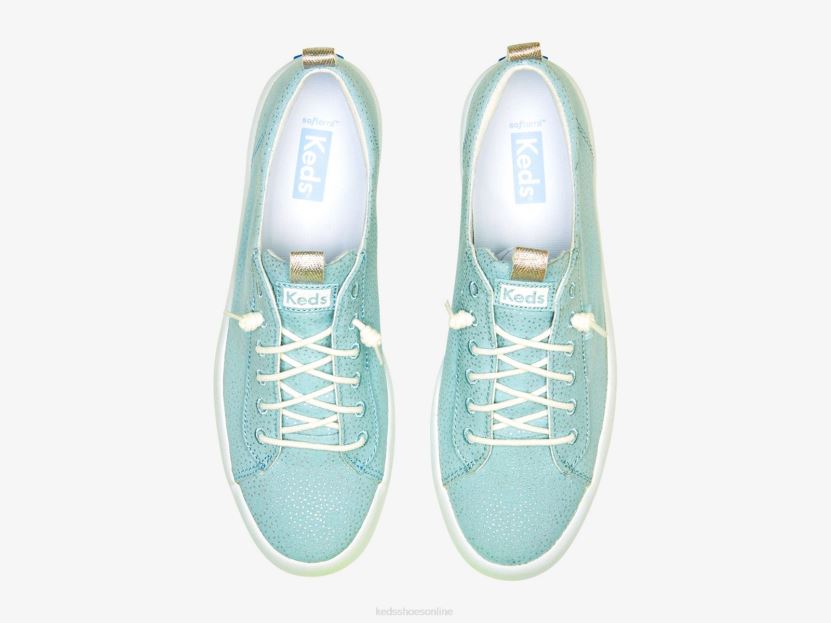 Women Keds Kickback Canvas Dots Print Sneaker Light Blue Silver RXFBP462