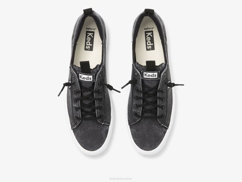 Women Keds Kickback Canvas Washable Sneaker Black RXFBP433