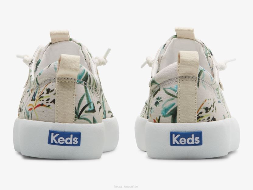 Women Keds Kickback Island Print Sneaker Beige Multi RXFBP423